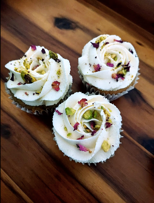 Pistachio Rose & Cardamom Cupcakes (6) | Brown Rice Bakery